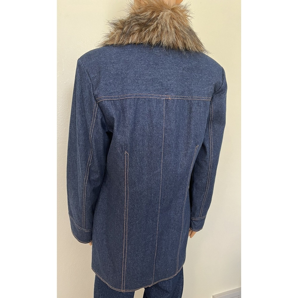 Vintage 80s Terry Lewis Denim Faux Trim Button Up Womens Blazer Jacket Size S - Picture 6 of 11